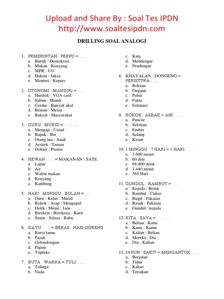 Soal Analogi