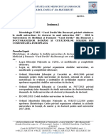 SECTIUNEA 1 ADMITERE DOCTORAT Metodologie Proprie U.M.F. Carol Davila Din Bucure Ti 1