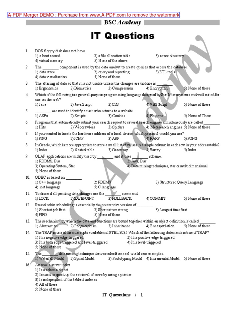 IT Officer Exam Questions and Answers | PDF | Computer Network | Databases