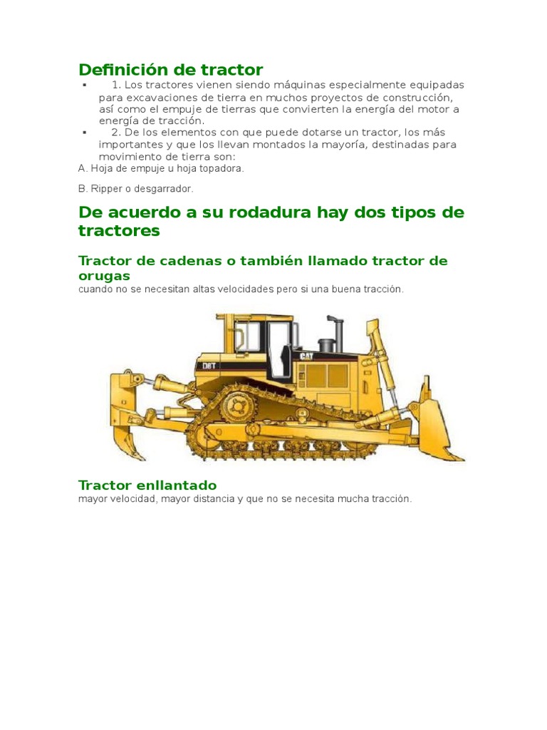 Definición de Tractor PDF Tractor Hoja