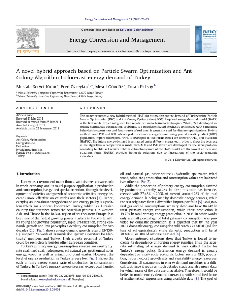Turkey's Energy Demand Forecasting | PDF | Metaheuristic | Mathematical ...