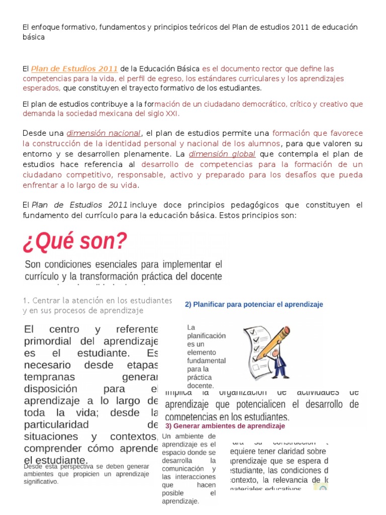 Enfoque del Plan de Estudios 2011 | PDF | Plan de estudios | Educación ...