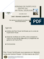 Plan Fiscal y La UPR (Crítica A Matrícula Ajustada Al Ingreso)