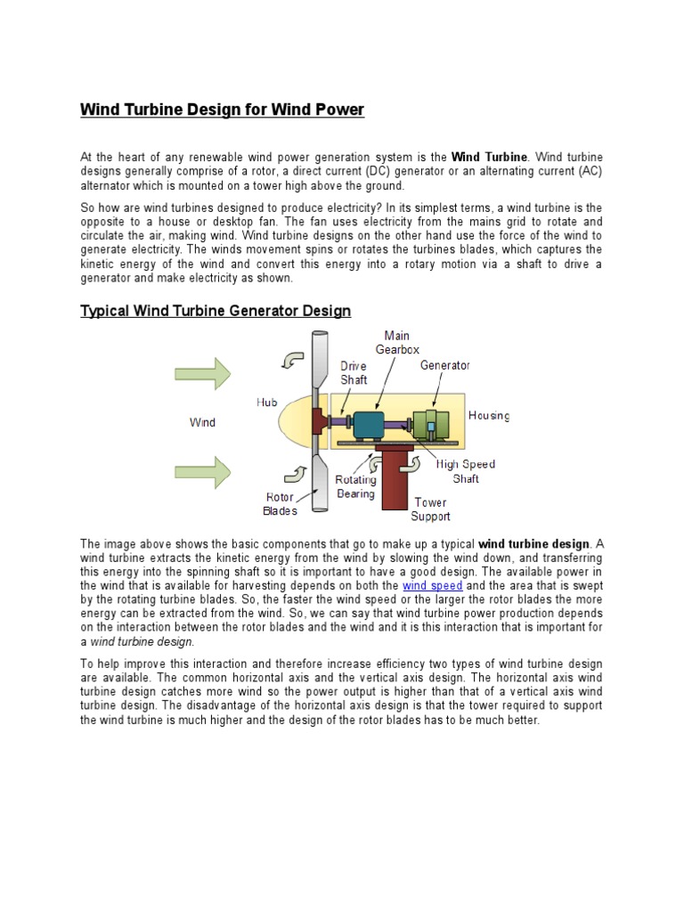 Wind Turbine Design For Wind Power Pdf Wind Turbine Turbine