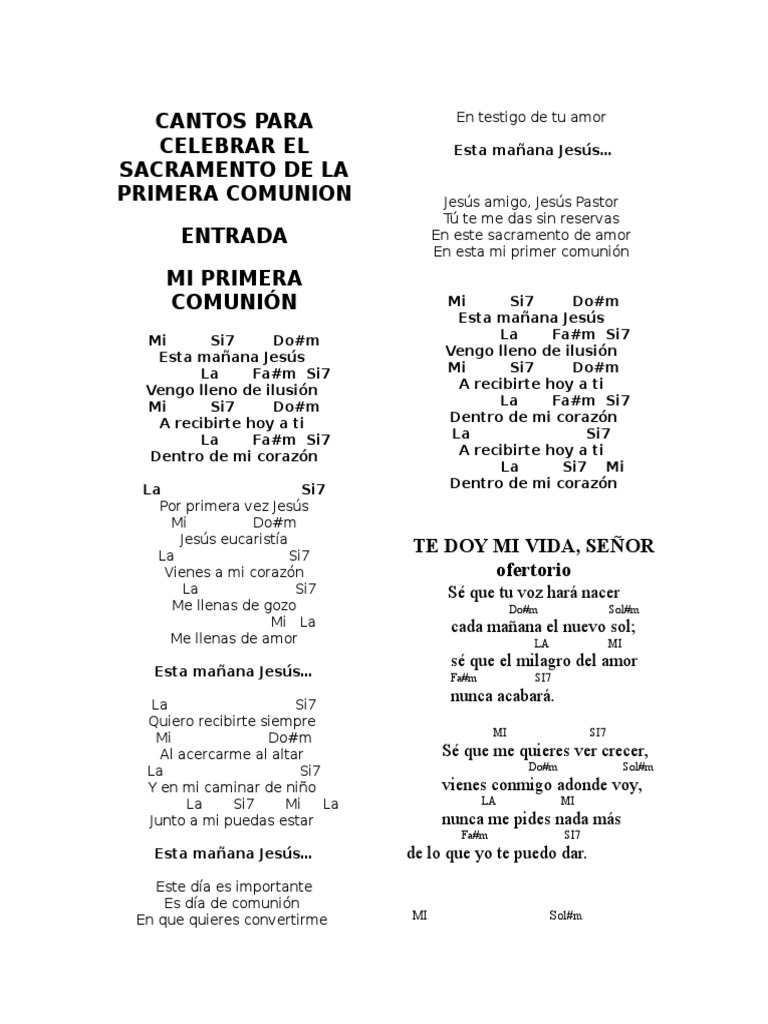 Cantos Alegres para Primera Comunión | PDF | eucaristía | Cristo (título)