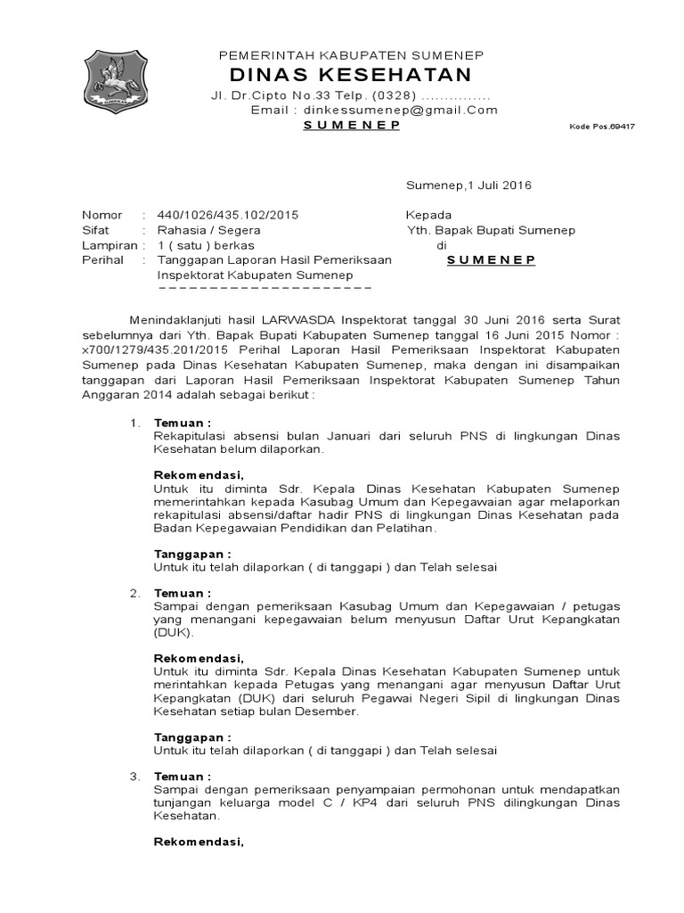 Jawaban Lhp Dinkes 2015 2 Photo copy SK CPNS 1 lembar dilegalisir.