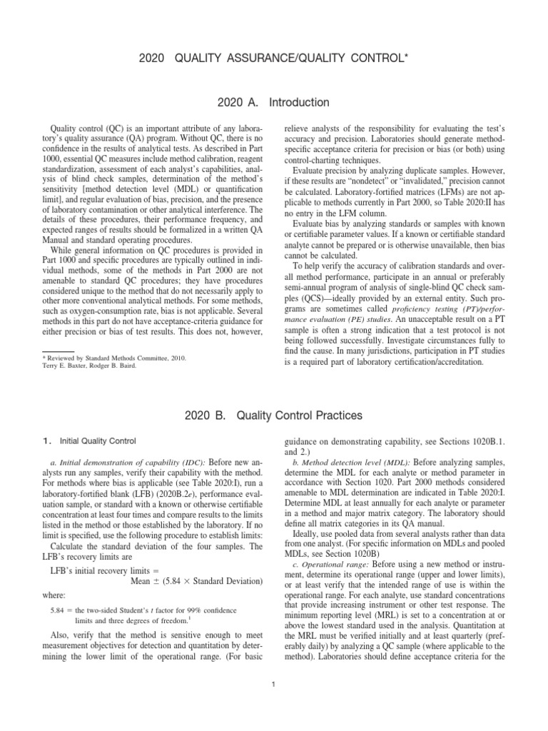 2020 Quality 2012 | PDF | Quality Assurance | Accuracy And Precision
