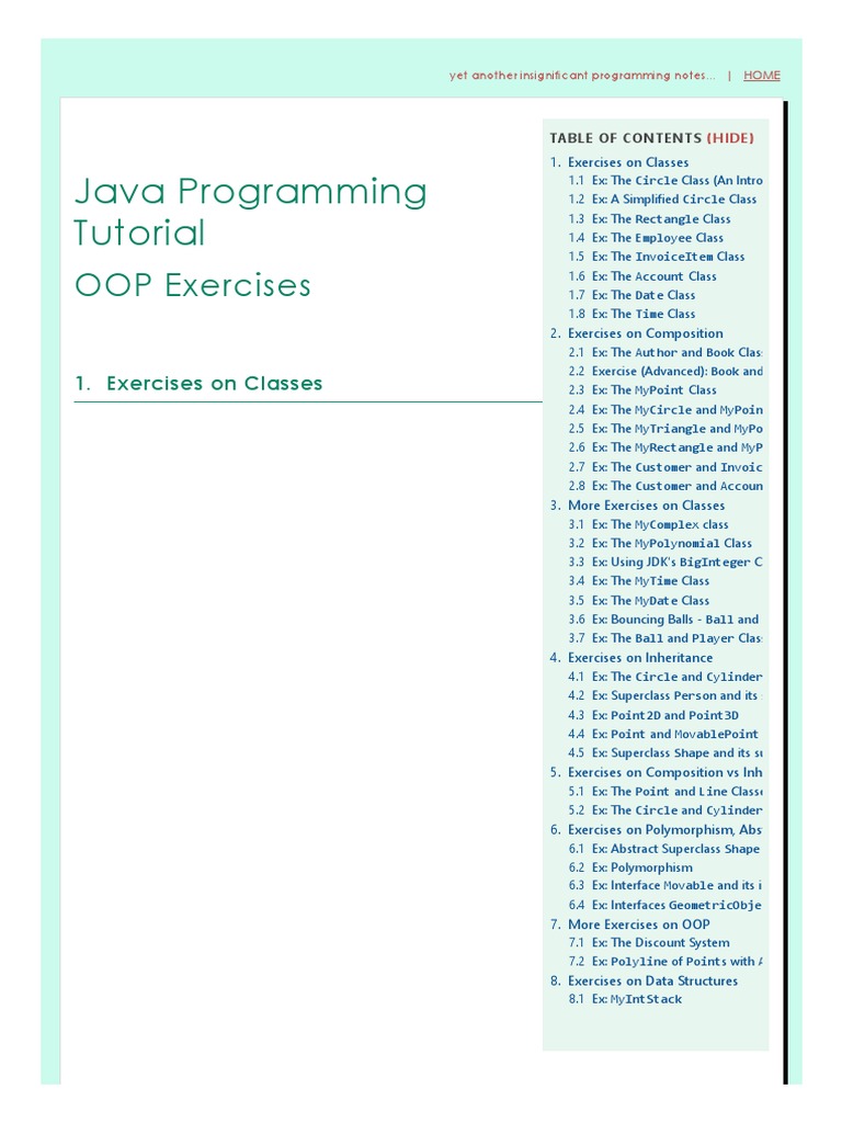 6OOP Exercises - Java Programming Tutorial | PDF | Inheritance (Object ...