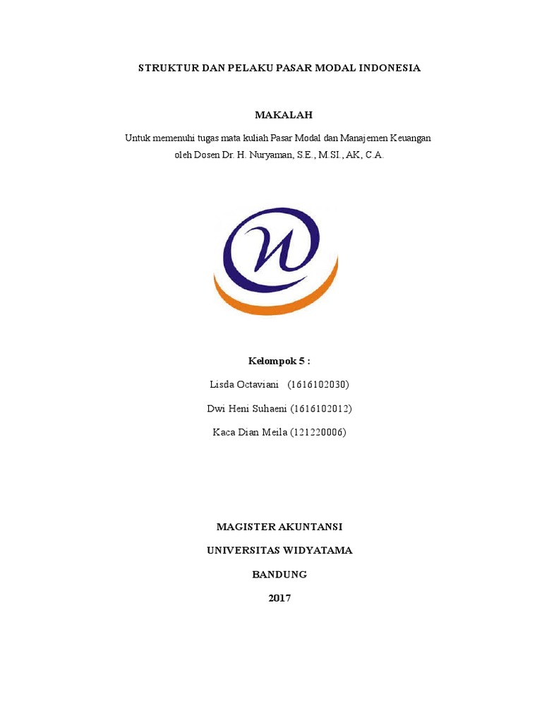 Struktur Dan Pelaku Pasar Modal Indonesia Pdf