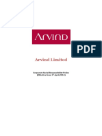 Arvind Limited: Corporate Social Responsibility Policy (Effective From 1 April, 2014)