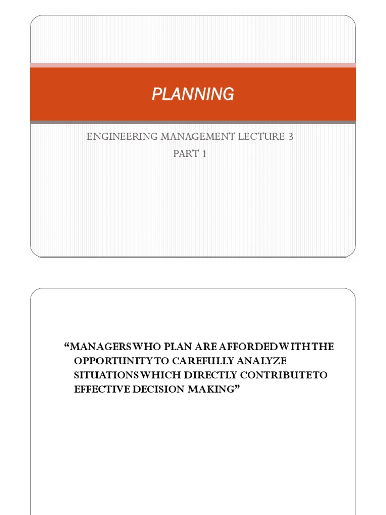 Planning - Engineering Management | PDF | Strategic Planning