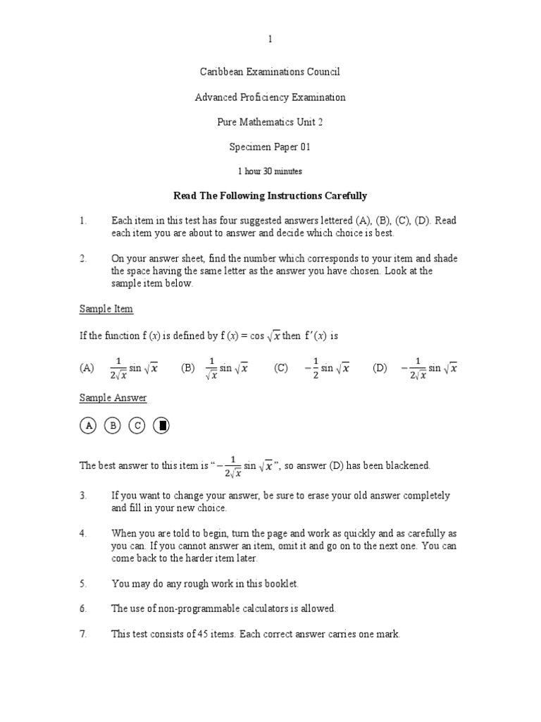 2013 Cape Maths Specimen Paper Unit 2 Paper 1 | PDF | Matrix ...