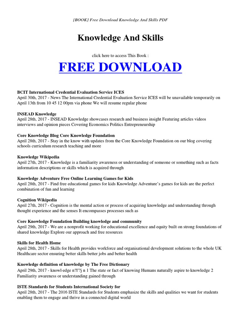Free Download: Knowledge and Skills | PDF | Test (Assessment ...