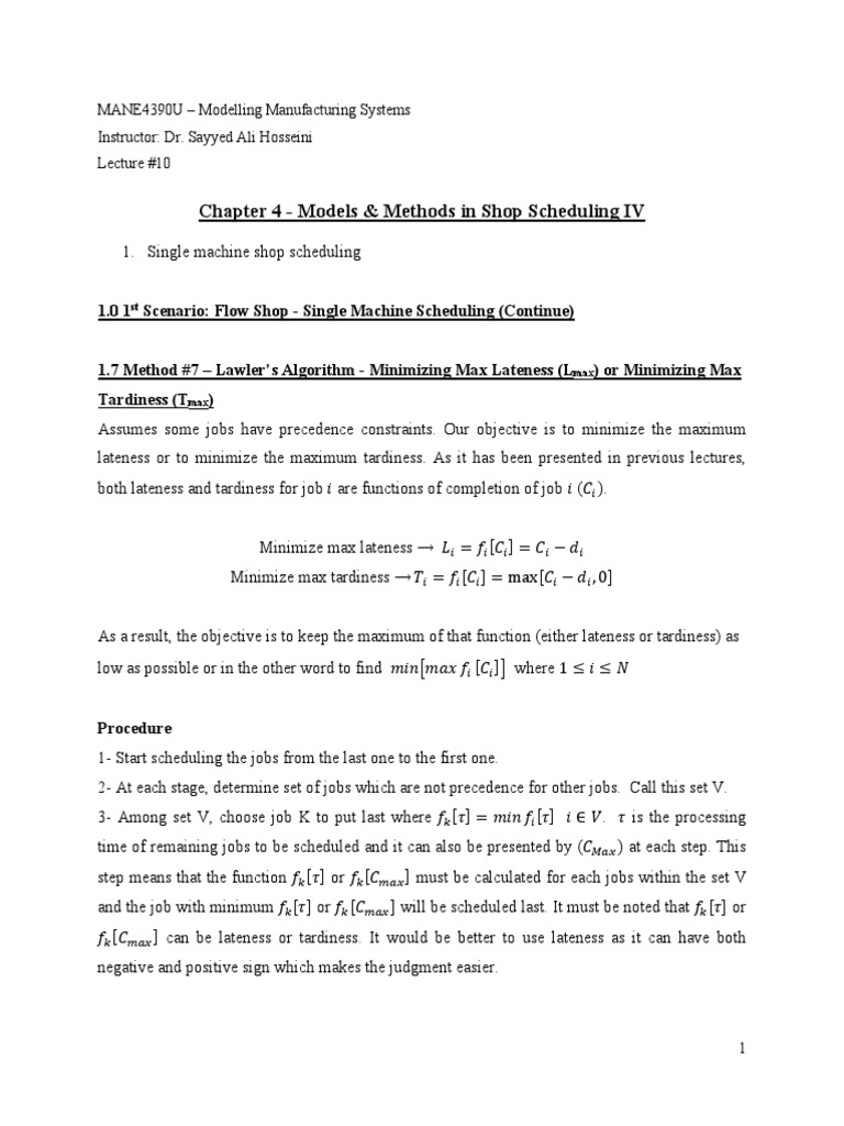 Shop Scheduling: Lawler’s Algorithm Explained | PDF | Scheduling ...