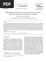 Molluscicidal Activity of Carica Papaya and Areca Catechu Against The Freshwater Snail Lymnaea Acuminata