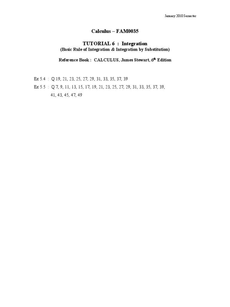 Calculus Integration Tutorial 6 | PDF