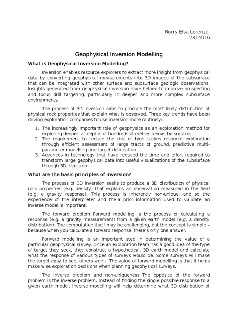 Geophysical Inversion Modelling | PDF | Inverse Problem | Geophysics