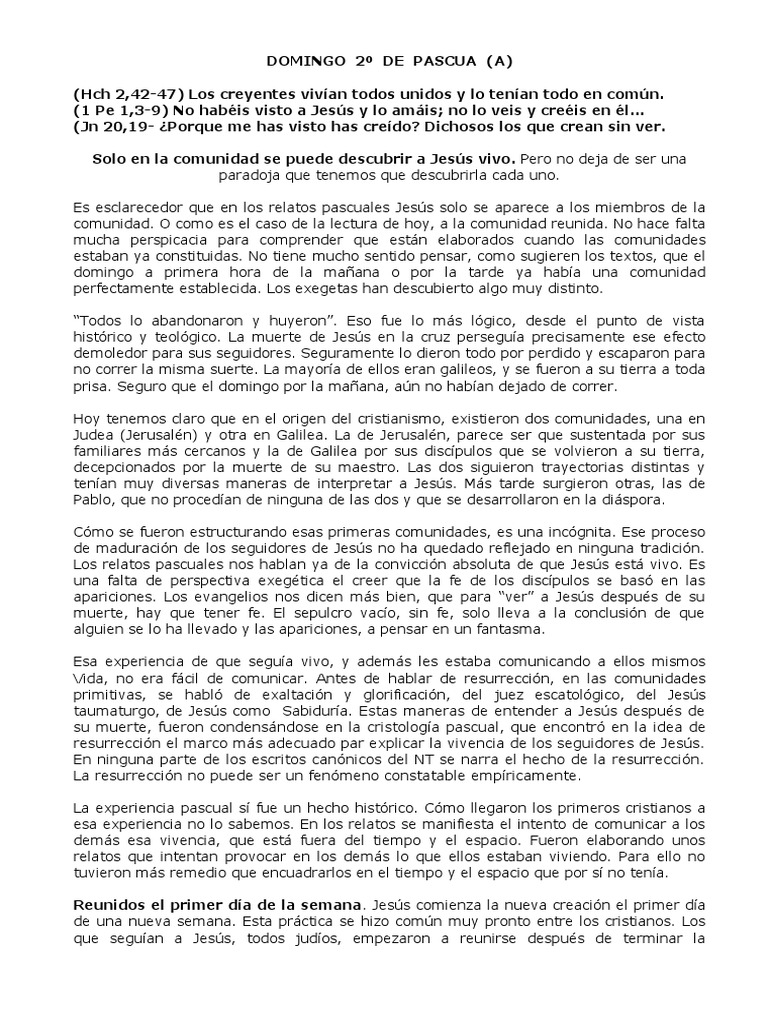 Comunidad y fe en la Pascua | PDF | La resurrección de Jesús | Jesús