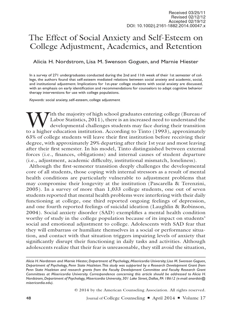 The Effect of Social Anxiety | PDF | Self Esteem | Anxiety