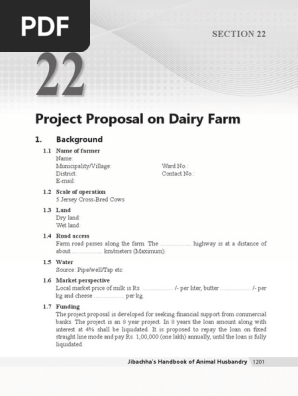 Project Proposal  on dairy farm