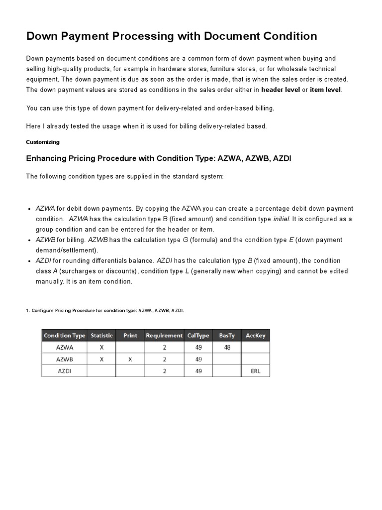 Down Payment Processing in SAP SD | PDF | Financial Transaction | Payments