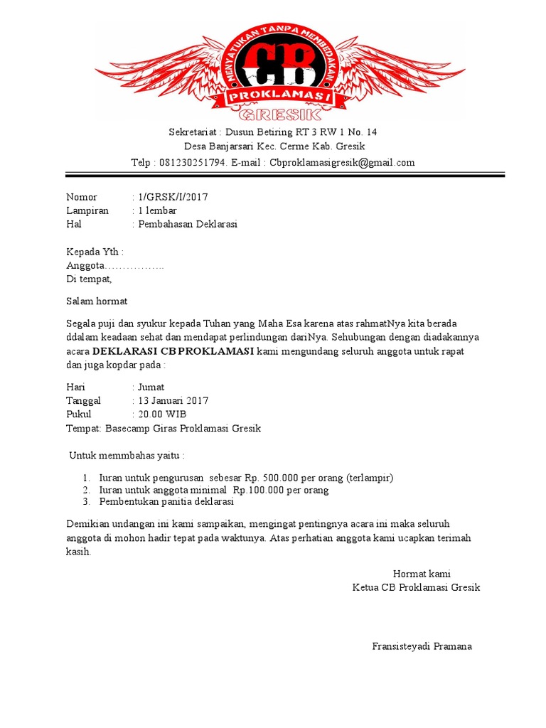 Contoh Surat Undangan Kopdar Komunitas