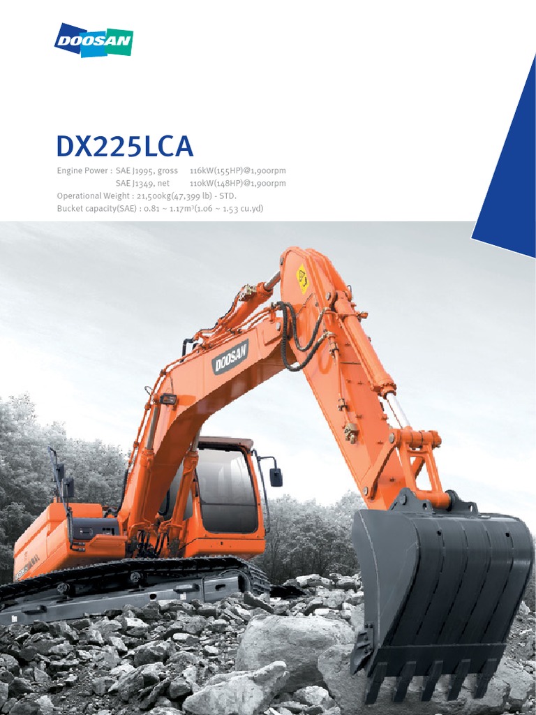 Doosan DX225LCA Excavator Overview | PDF | Transmission (Mechanics) | Pump