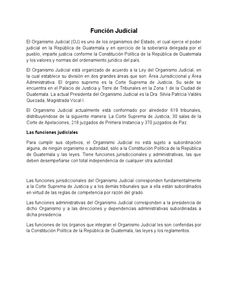 Funciones del Organismo Judicial en Guatemala | PDF | Jurisdicción ...