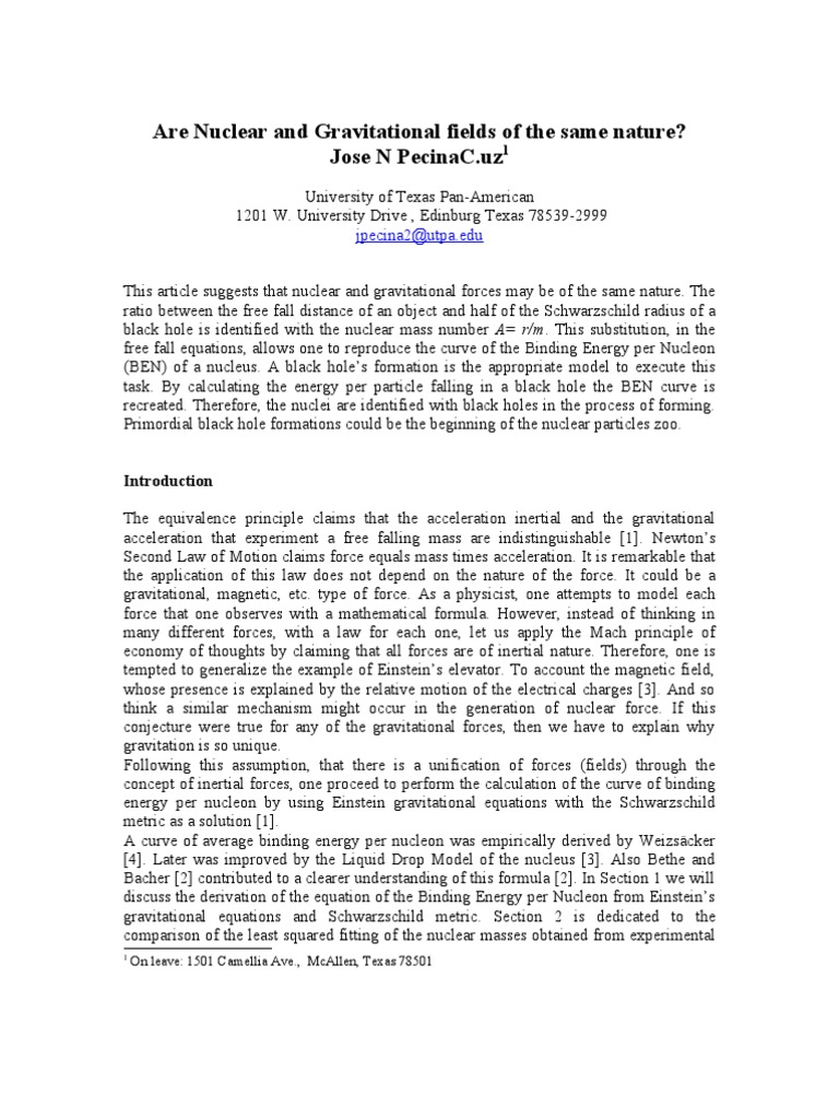 Unifying Nuclear and Gravitational Forces | PDF