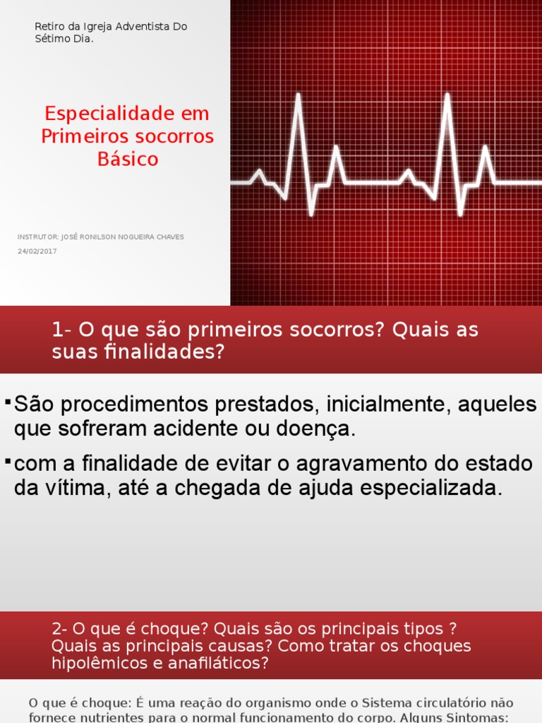 especialidade primeiro socorros Choque (Circulatório) Queimadura
