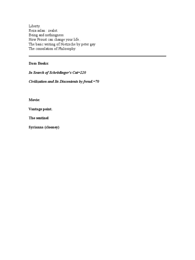 Must-Read Books and Movies List | PDF