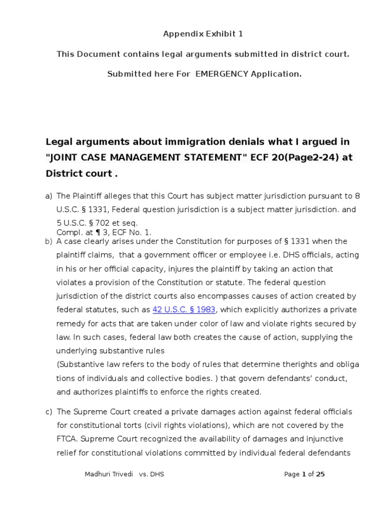 Legal Argument at District Court PDF Rulemaking Bivens V. Six