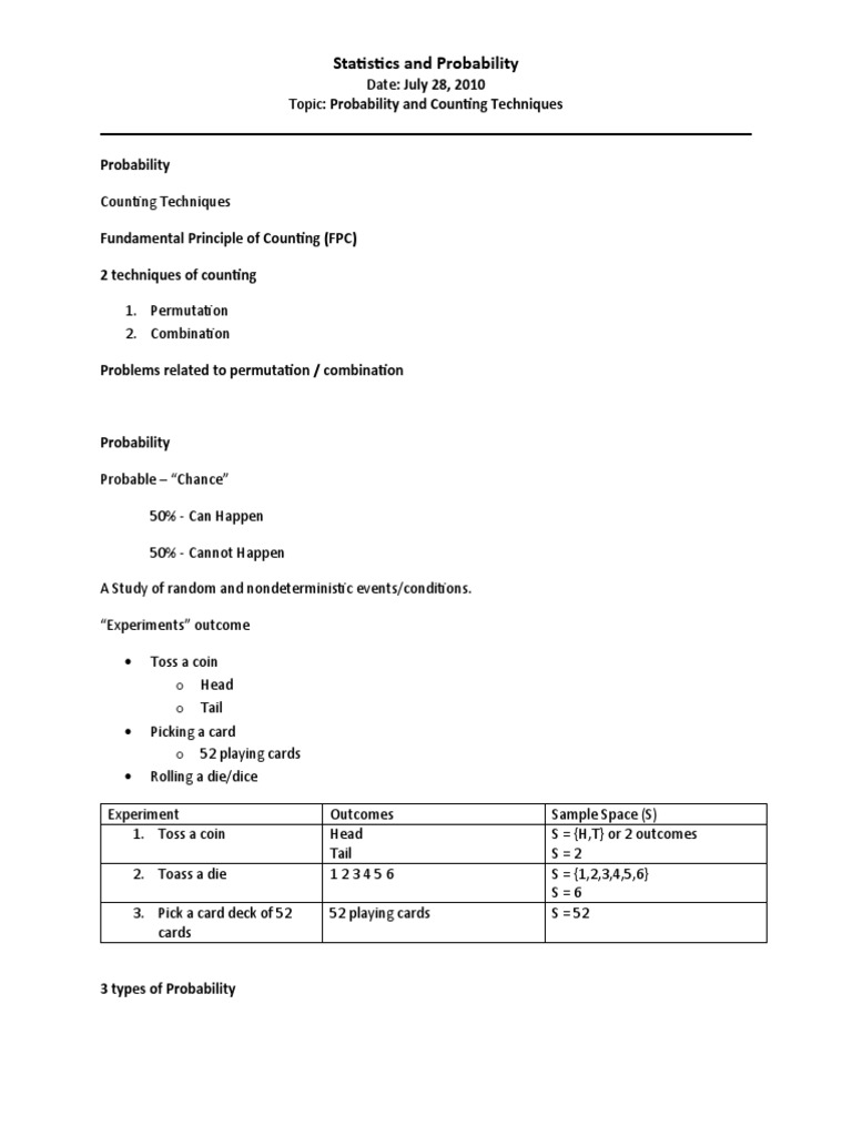 Statistics and probability probability and counting techniques pdf
