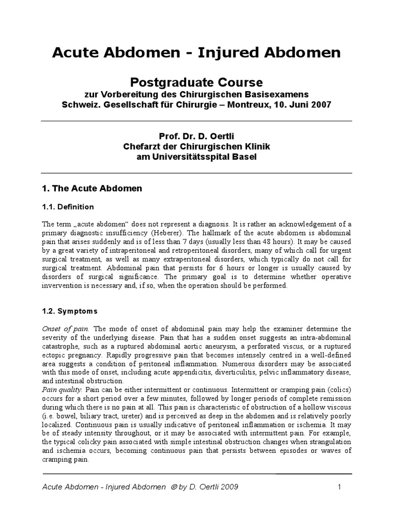 Acute Abdomen - Injured Abdomen PDF | PDF | Major Trauma | Gastroenterology