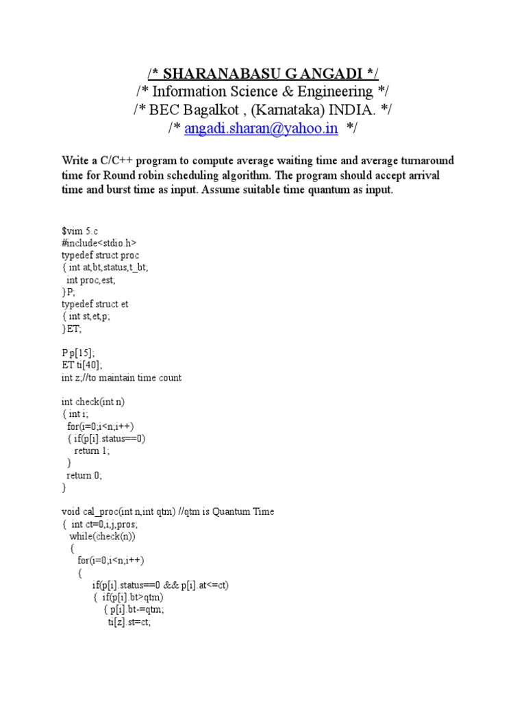 Round Robin Process Scheduling | Download Free PDF | Computing ...