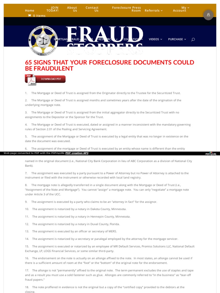 65 Signs That Your Foreclosure Documents Could Be Fraudulent | PDF ...