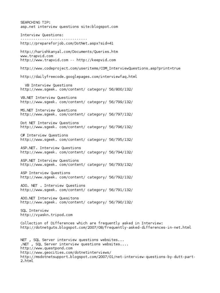 InterView Question Link | PDF | Computer Data | Application Software