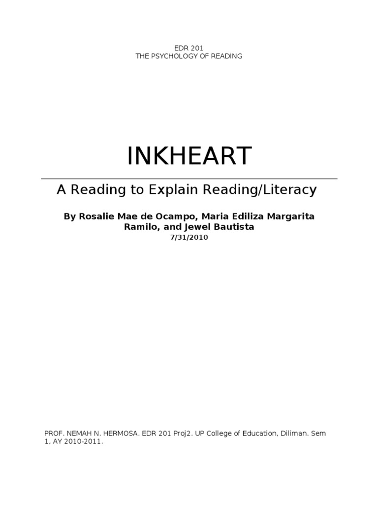 Inkheart A Study in Literacy and Reading PDF Cognitive Science