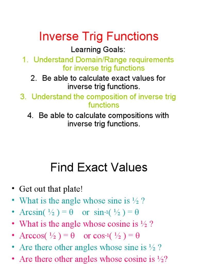 T4 Third Inverse Trig | PDF | Trigonometric Functions | Sine