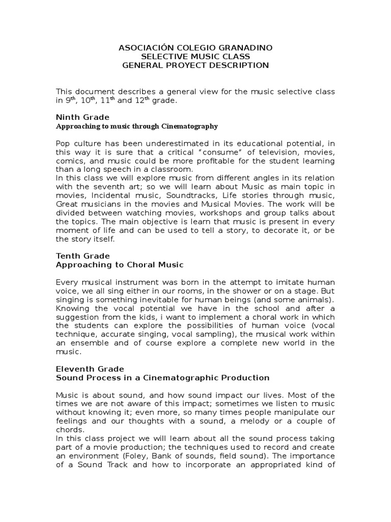 Selective Class Description | PDF | Singing | Cognition