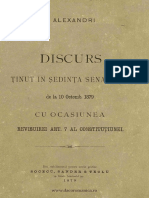 Discurs Ţinut În Şedinţa Senatului de La 10 Octomb. 1879 Cu Ocasiunea Revisuirei Art. 7 Al Constituţiunei