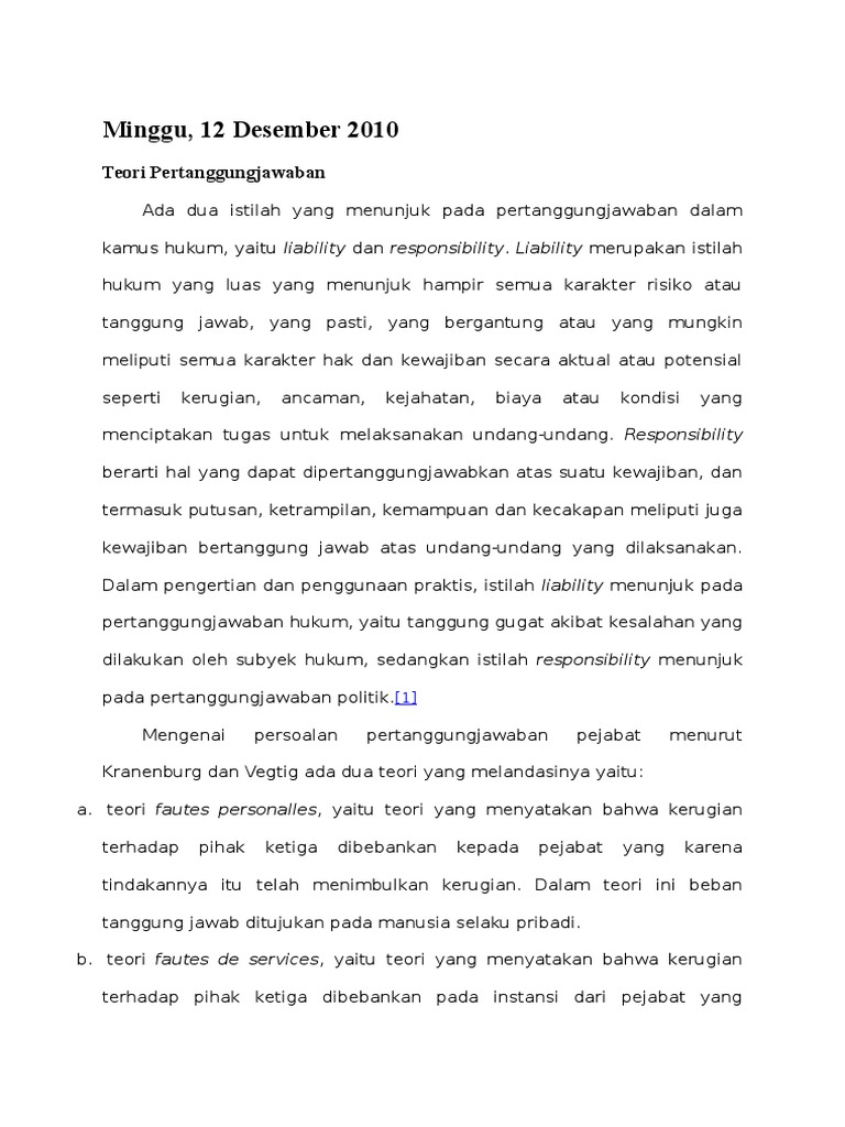 TEORI TANGGUNG JAWAB