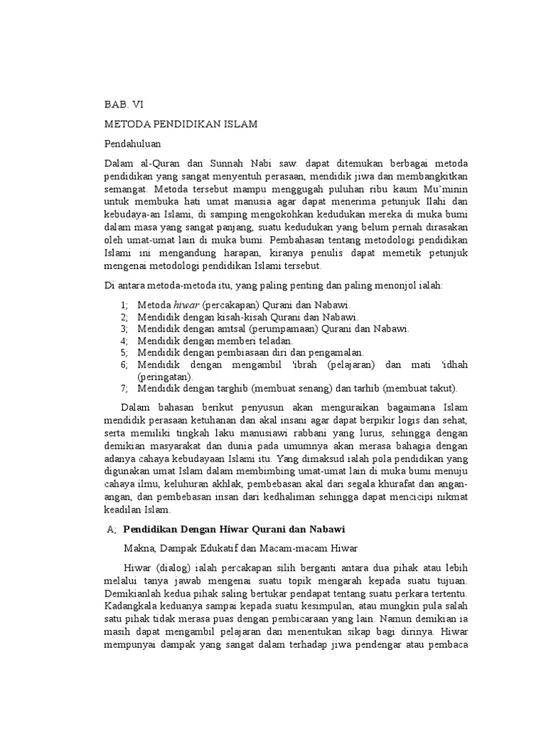 Metoda Pendidikan Islam: Hiwar Qurani | PDF