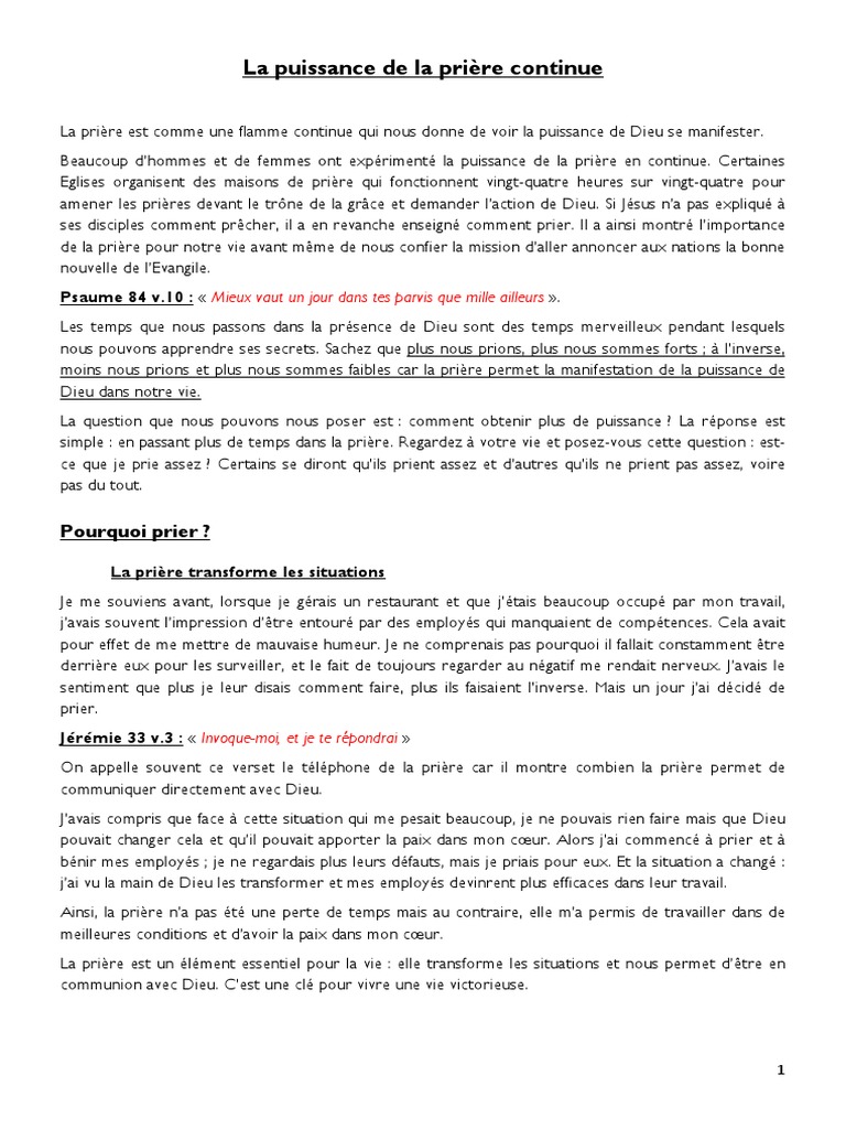 La puissance de la prière continue | PDF | Prière | Dieu