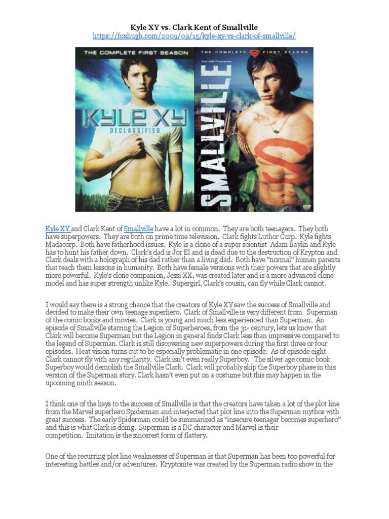 Kyle Xy Vs Clark Kent Of Smallville Superman Spider Man