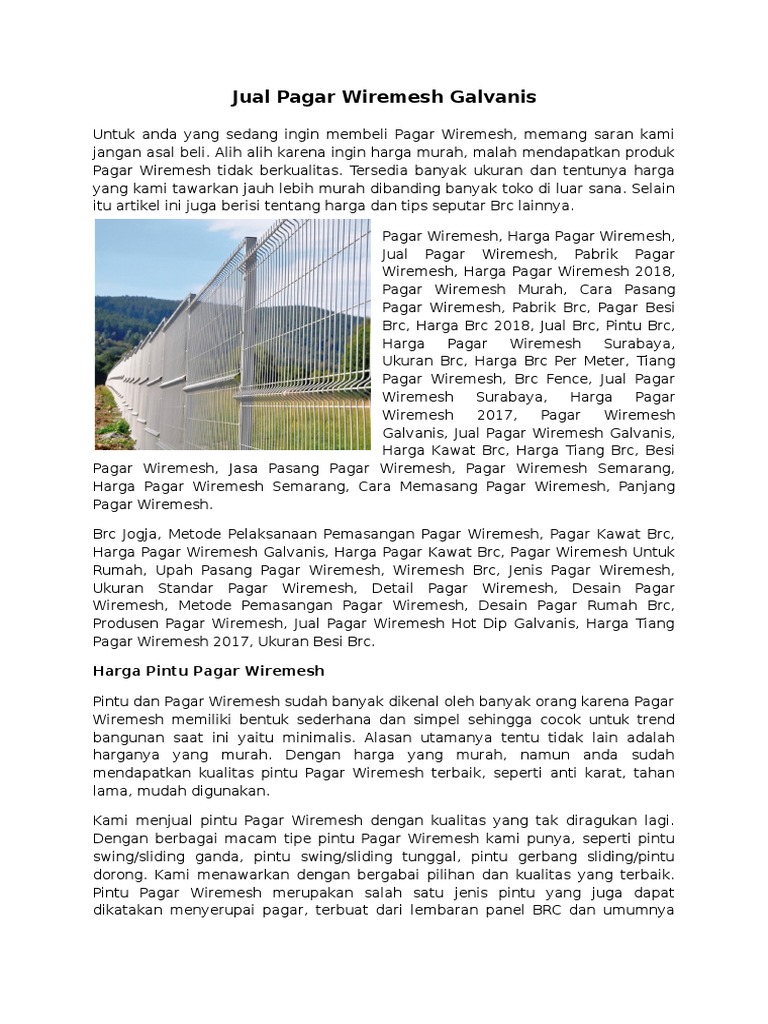 Harga Pagar  Wire  Mesh  WA 081 3306 900 81 Tsel 