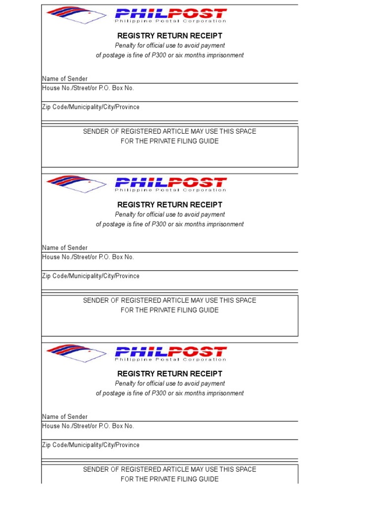 Philpost RR Registered Mail Mail
