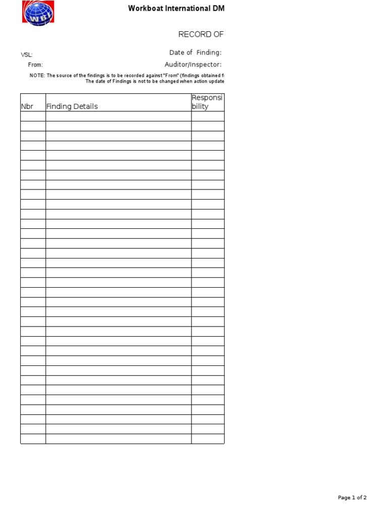 Record of Findings Template | PDF