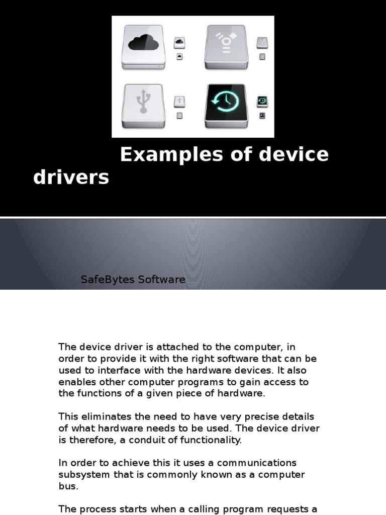 Examples of Device Drivers: Safebytes Software | PDF | Device Driver ...