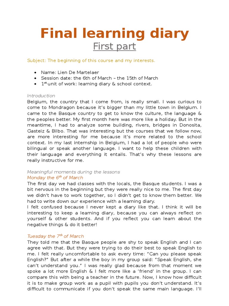 Learning Diary Insights and Strategies | PDF | English Language | Teachers
